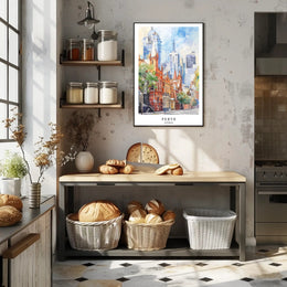 Perth Urban Scene Watercolor Artistry Urban or Cityscape Poster PosterGoat