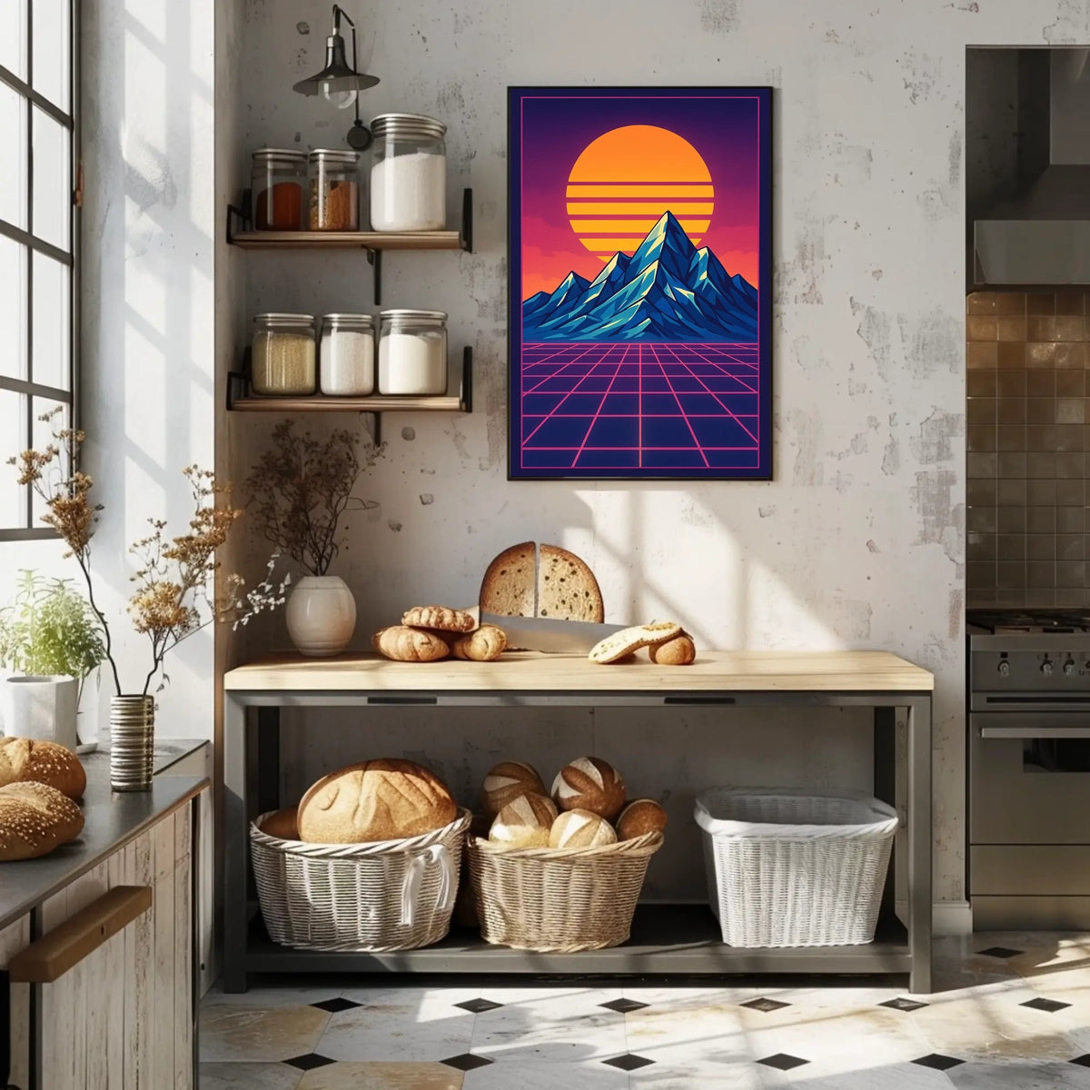Retro-Futuristic Synthwave Art Print - Futuristic Sci-Fi Poster