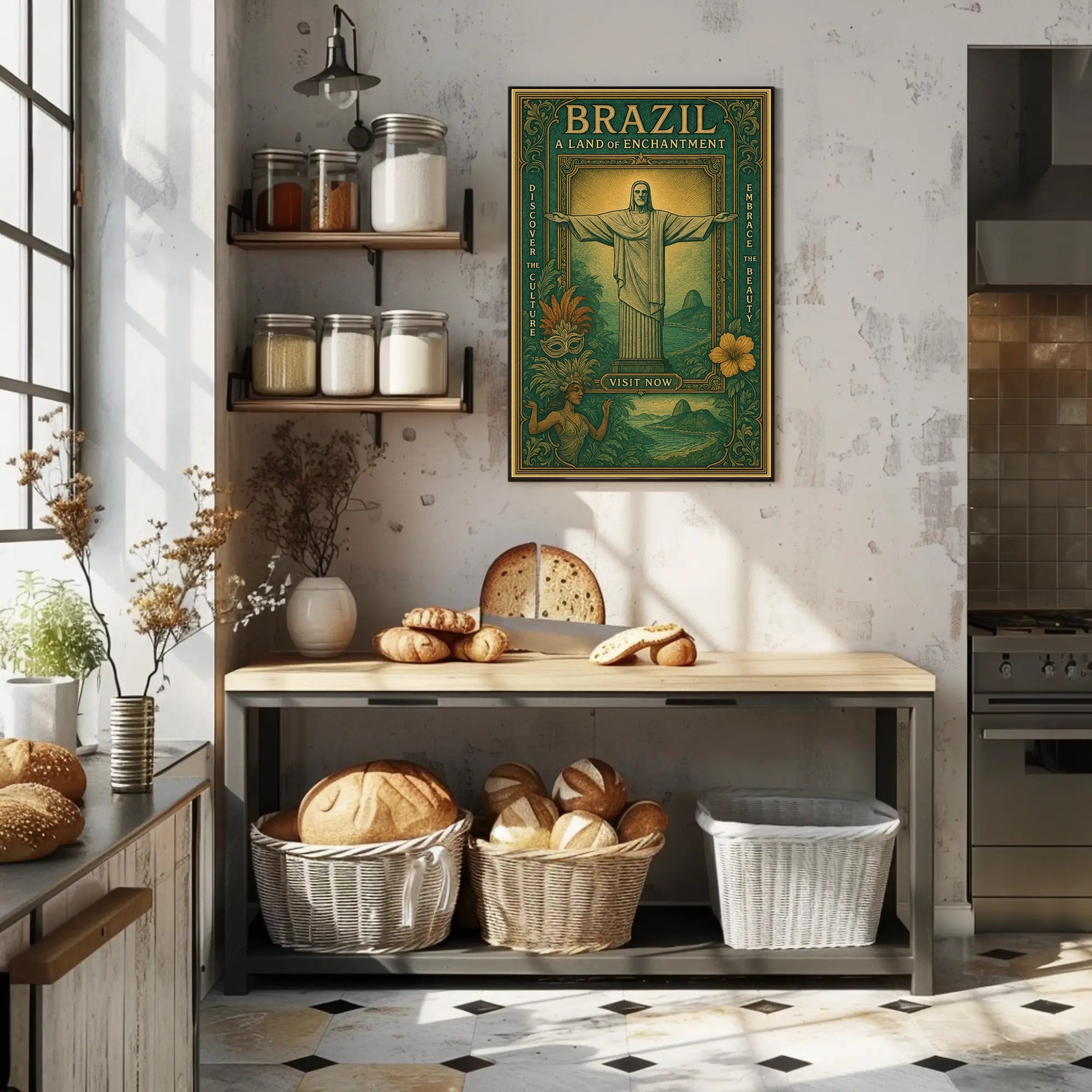 Brazilian Enchantment Vintage Art Travel Poster