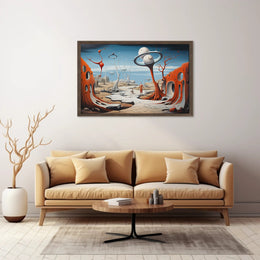 Surreal Alien Landscape with Humanoid Sci-Fi Poster