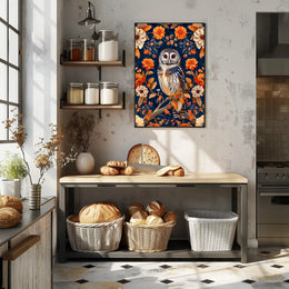Autumn Owl in Bloom Wall Art Print