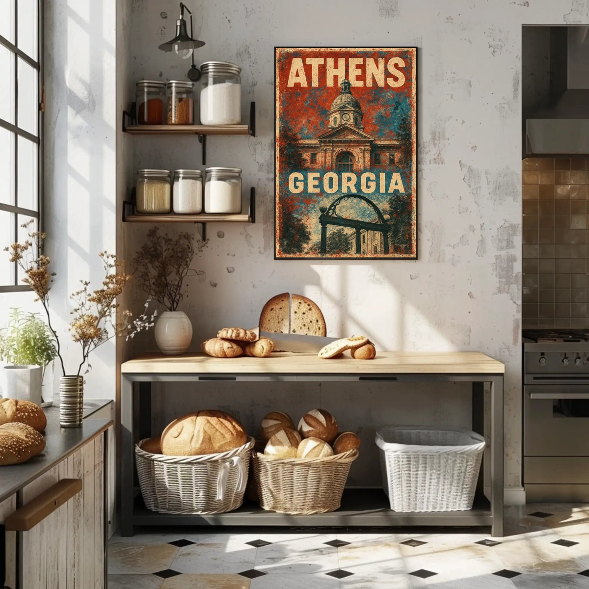 Athens Georgia Campus Town Vintage Poster