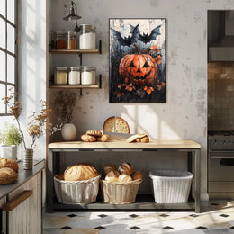 Spooky Pumpkin Scene Halloween Cultural or Heritage Poster