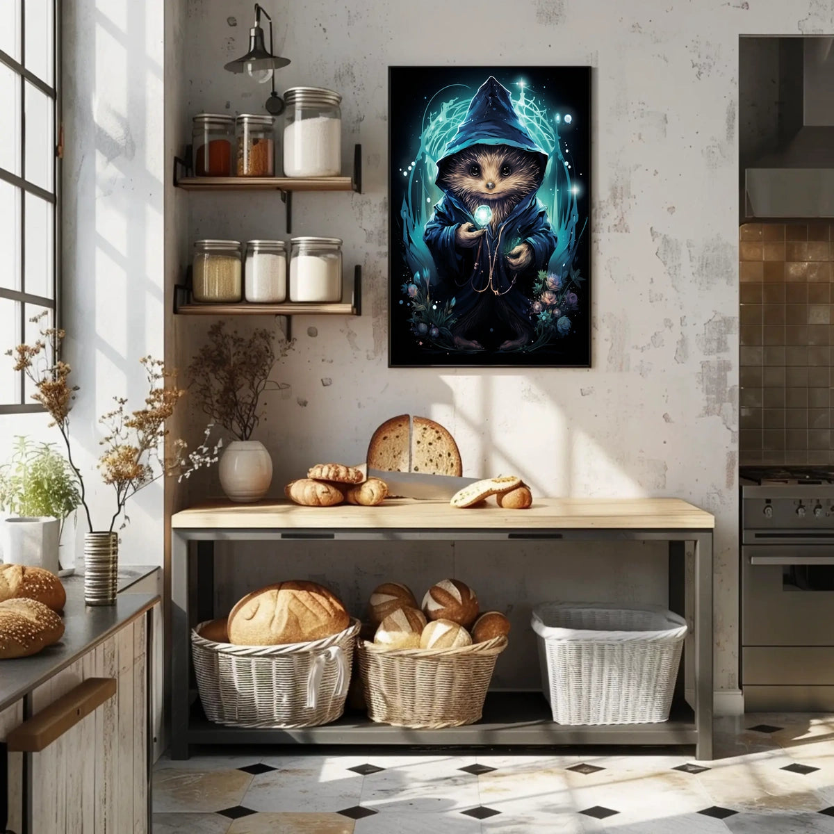Mystical Hedgehog Wizard Fantasy Art Poster