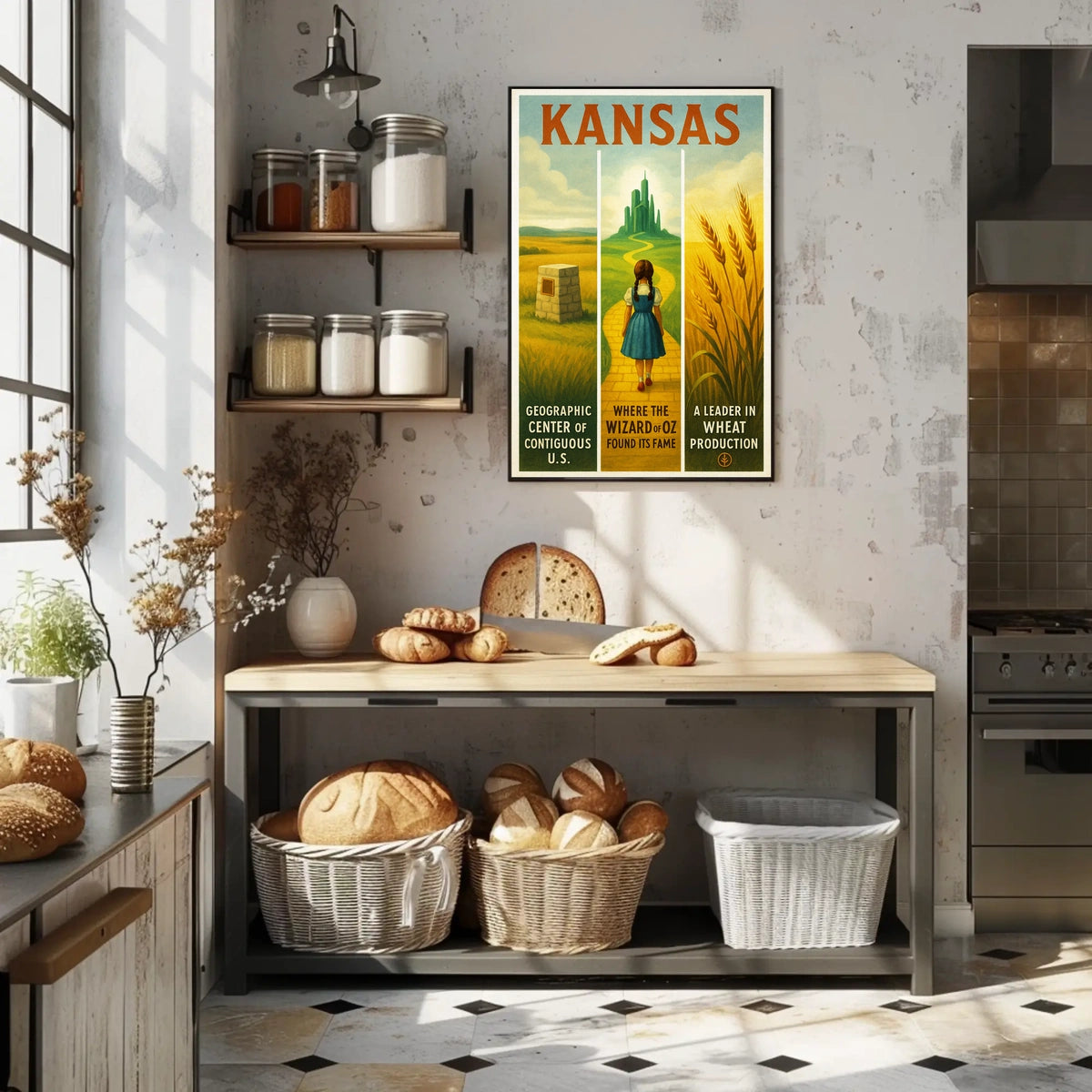 Kansas - Land of Oz and Wheat Poster