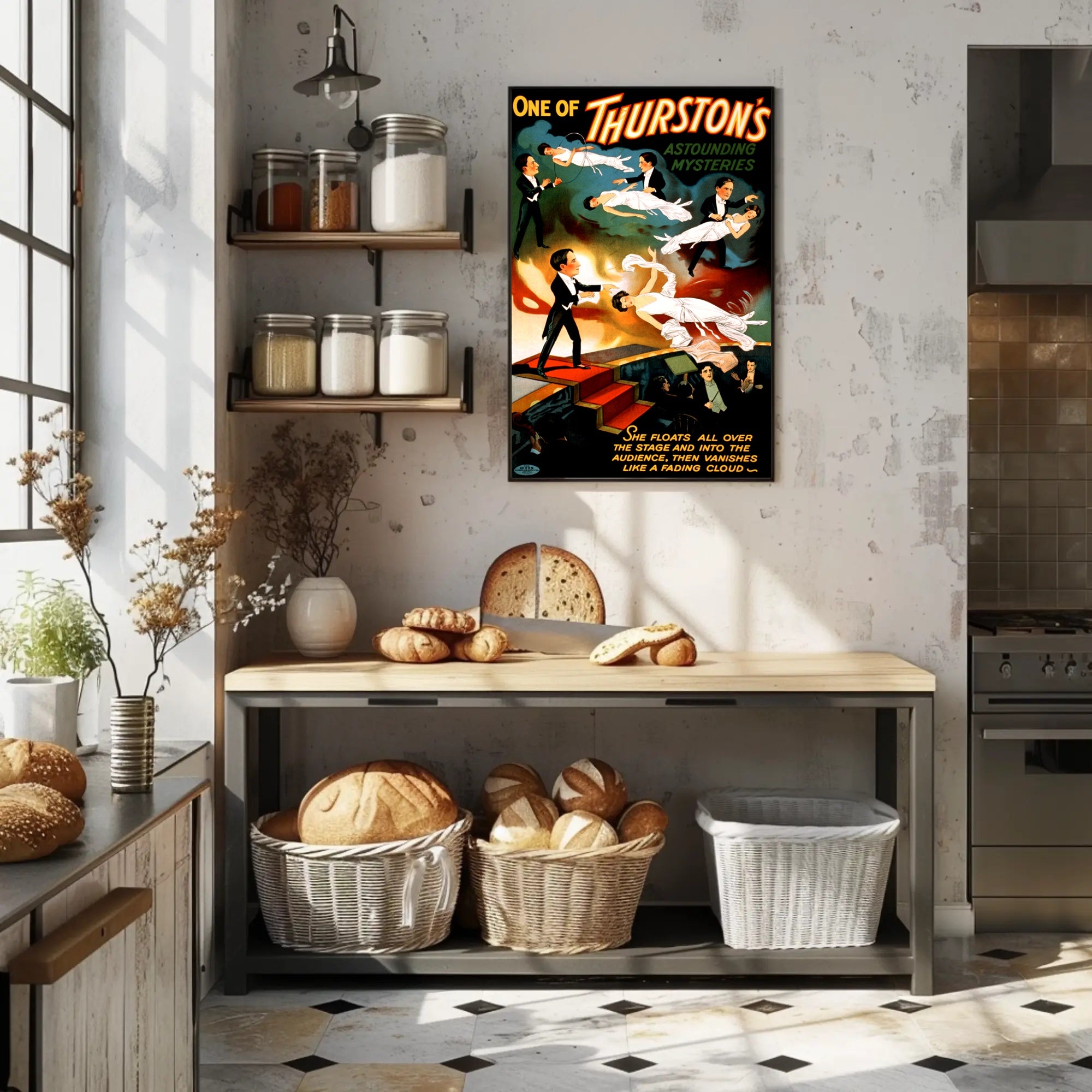 Thurston's Astounding Mysteries Vintage Illusion Cultural Poster