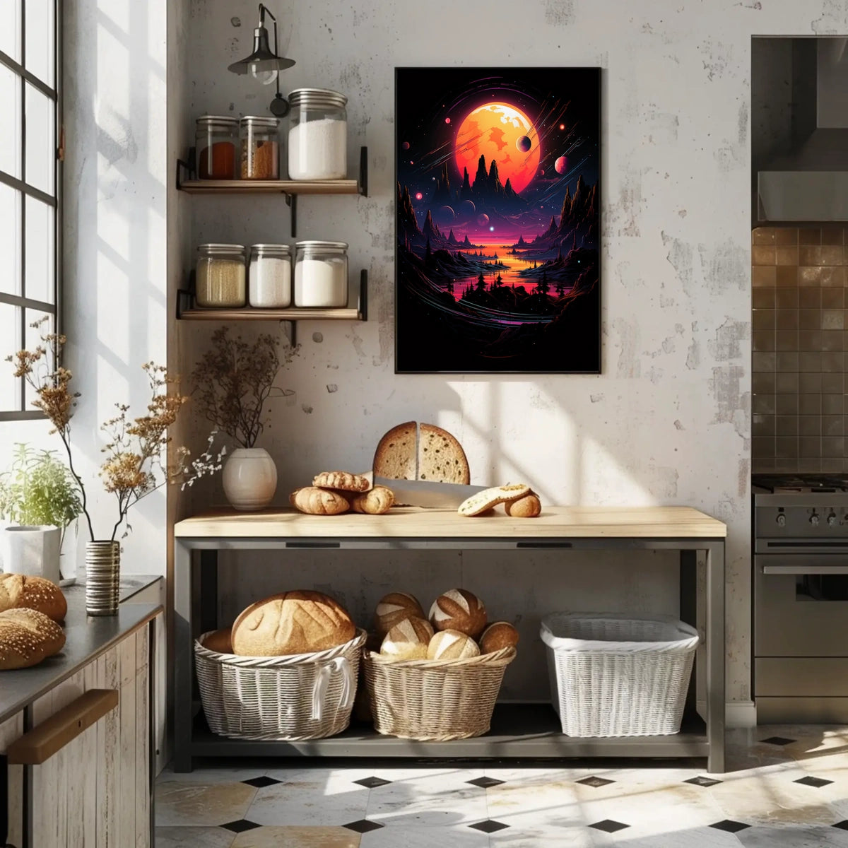 Cosmic Surrealism Alien Planet Art Poster