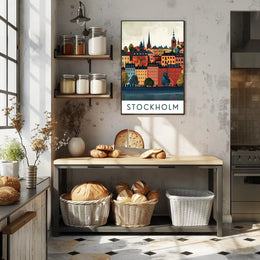Stockholm Cityscape with Classic European Architecture Travel Poster