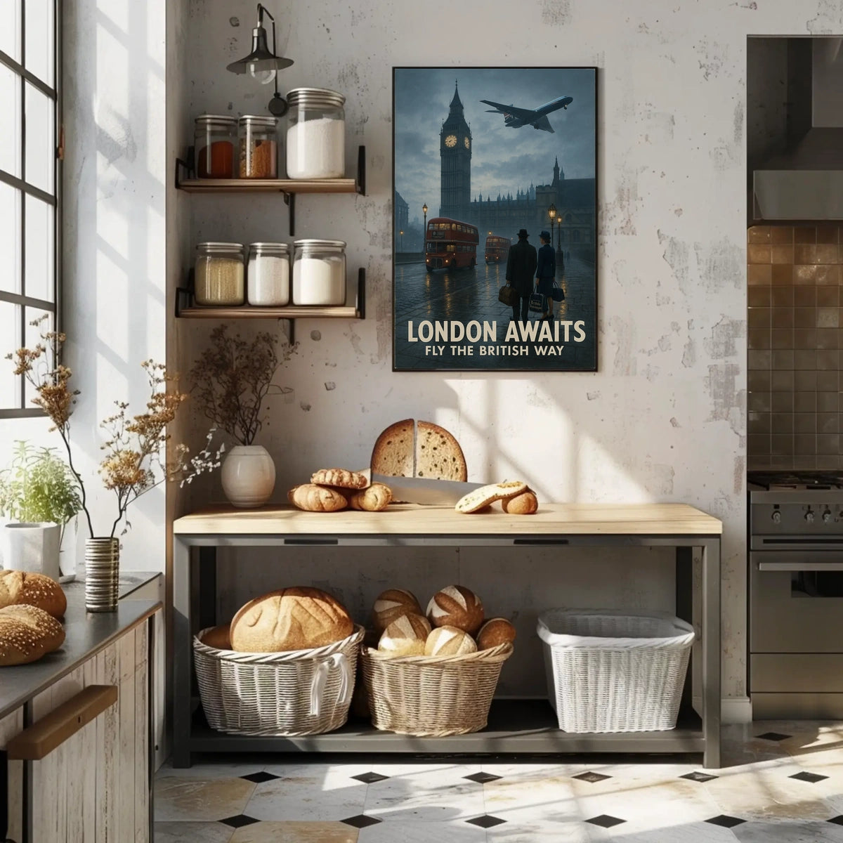 London's Timeless Iconic Twilight Vintage Travel Poster