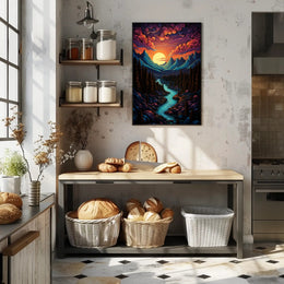 Majestic Mountain Sunset Poster PosterGoat