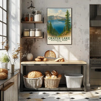Crater Lake Scenic Travel Poster Vintage Wall Art