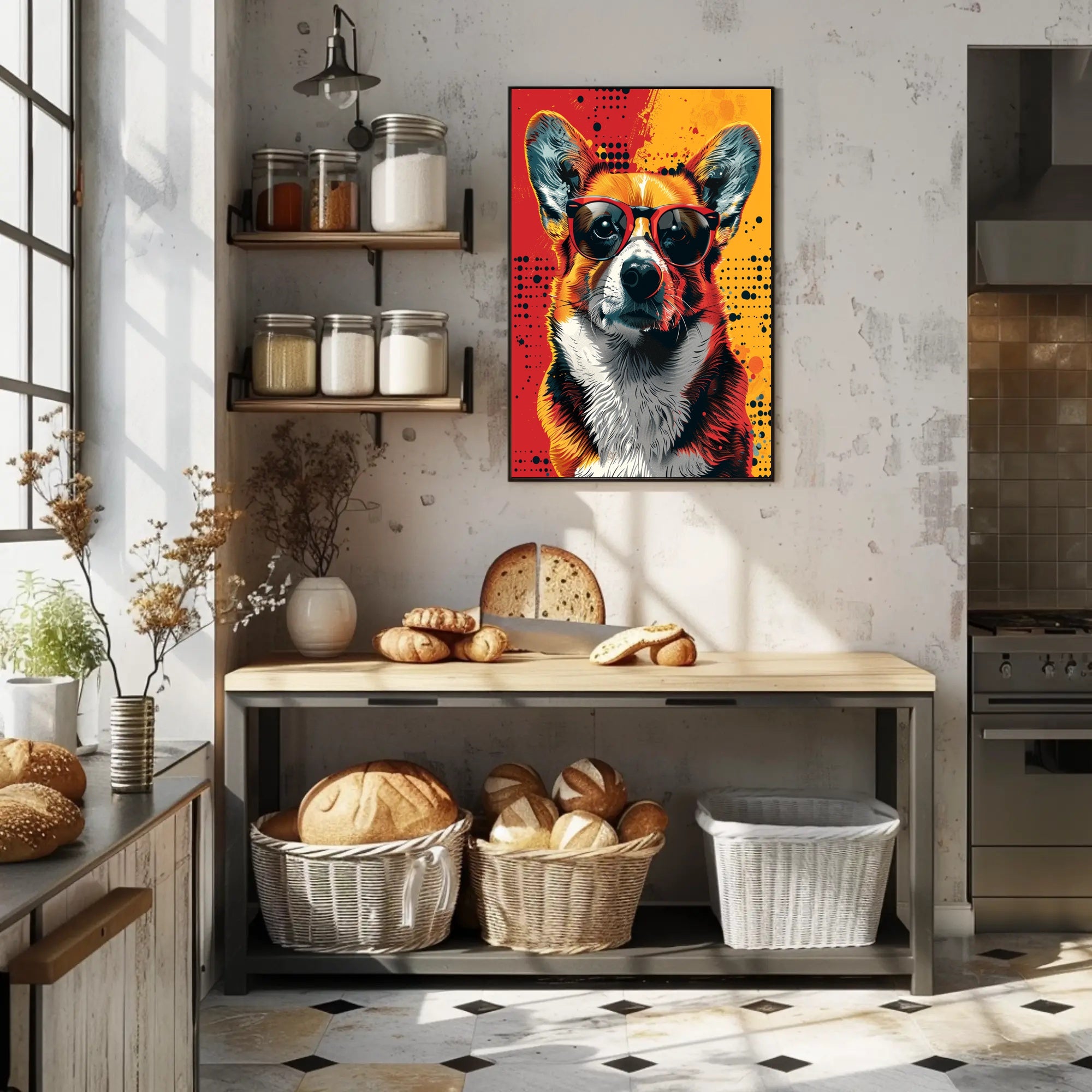 Stylish Corgi Pop Art Vibes Animal Poster PosterGoat