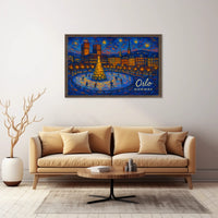 Oslo Winter Night Photography Realism Poster