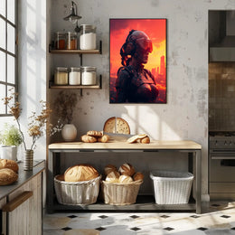 Cybernetic Sentinel At Sunset Poster PosterGoat
