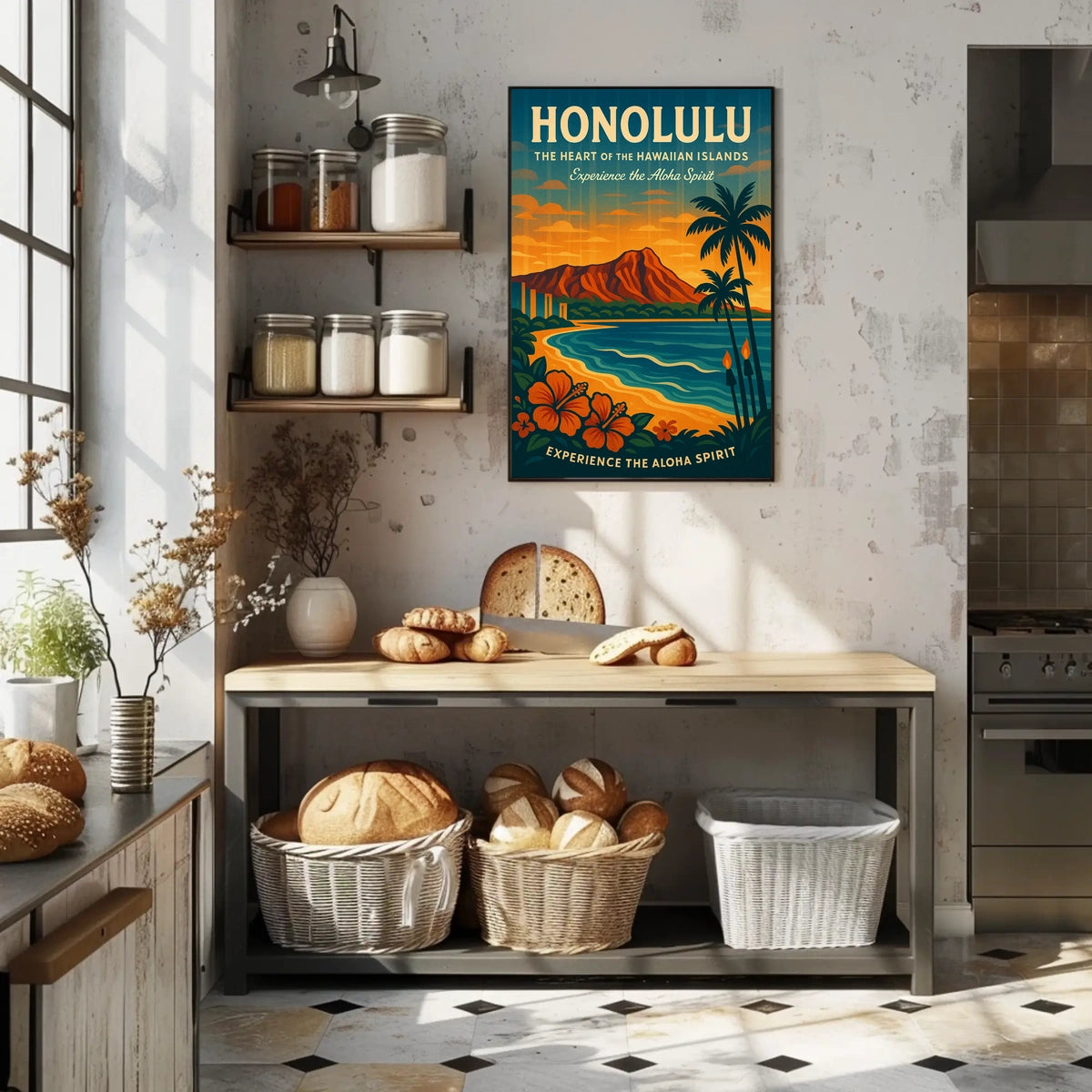 Honolulu Aloha Spirit Vintage Travel Poster Art