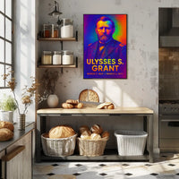 Ulysses S. Grant 18th President of the United States Neon Gradient Overlay Poster