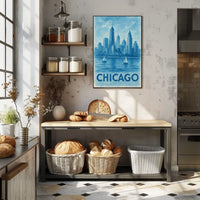 Chicago Skyline Watercolor: Urban or Cityscape Poster