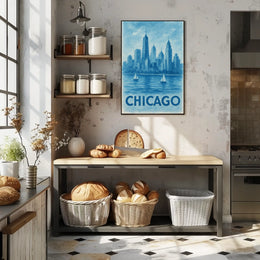 Chicago Skyline Watercolor: Urban or Cityscape Poster