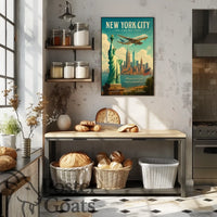 New York City Skyline Vintage Travel Poster