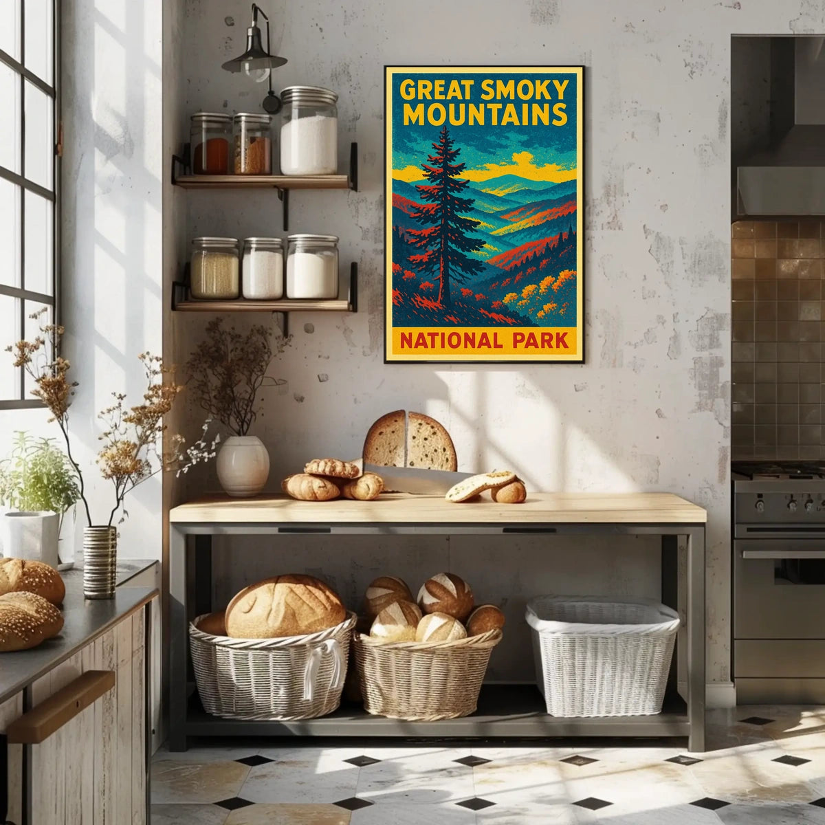 Great Smoky Mountains Vintage Travel Poster Art Nostalgic Retro Adventure Landscape Poster