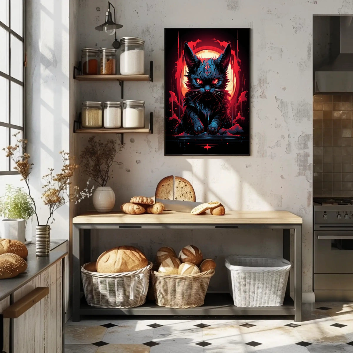 Mystical Cat Poster: Surreal Fantasy Art Print