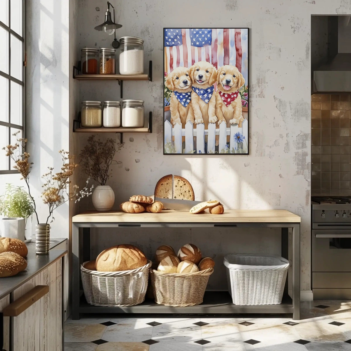 Charming Trio Of Golden Retriever Puppies Artwork Poster
