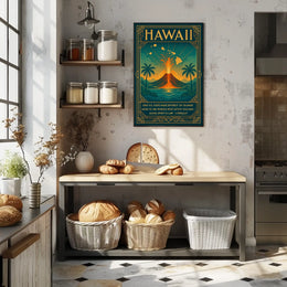 Hawaii Volcano Art Deco Poster: Tropical Adventure