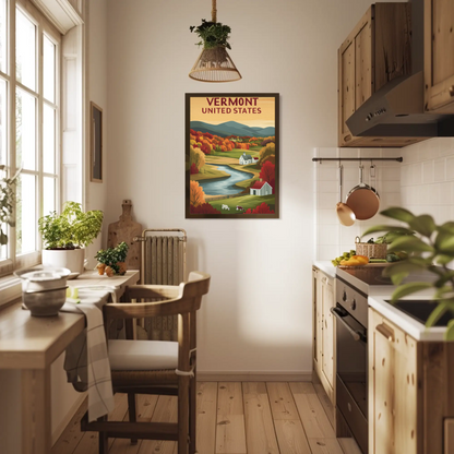 Vintage Travel Poster - Vermont Farm Valley