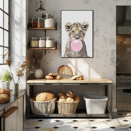 Bubble-Blowing Lion Cub Poster