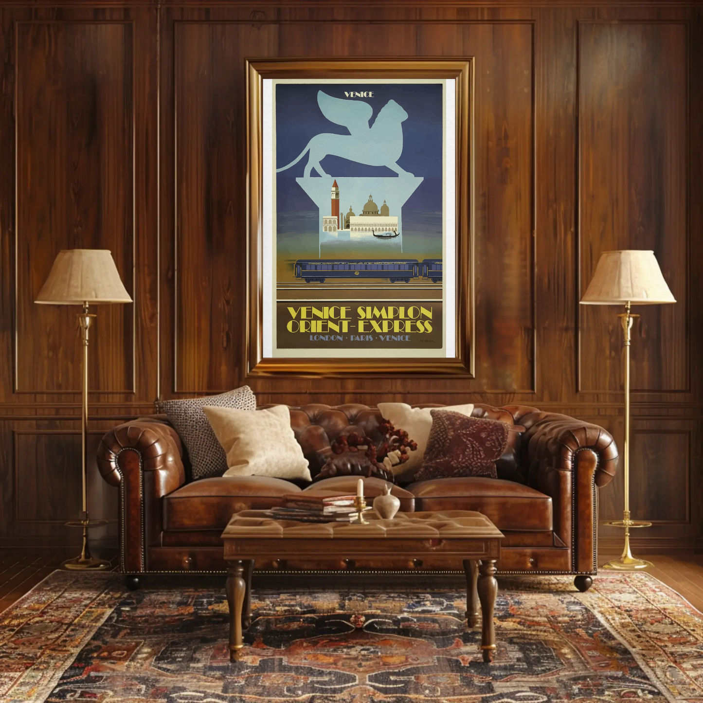 Venice Orient Express Lion Basilica Skyline Travel Poster