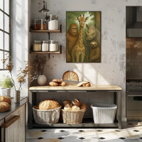 Serene Wildlife Harmony in Forest Scene Animal Poster