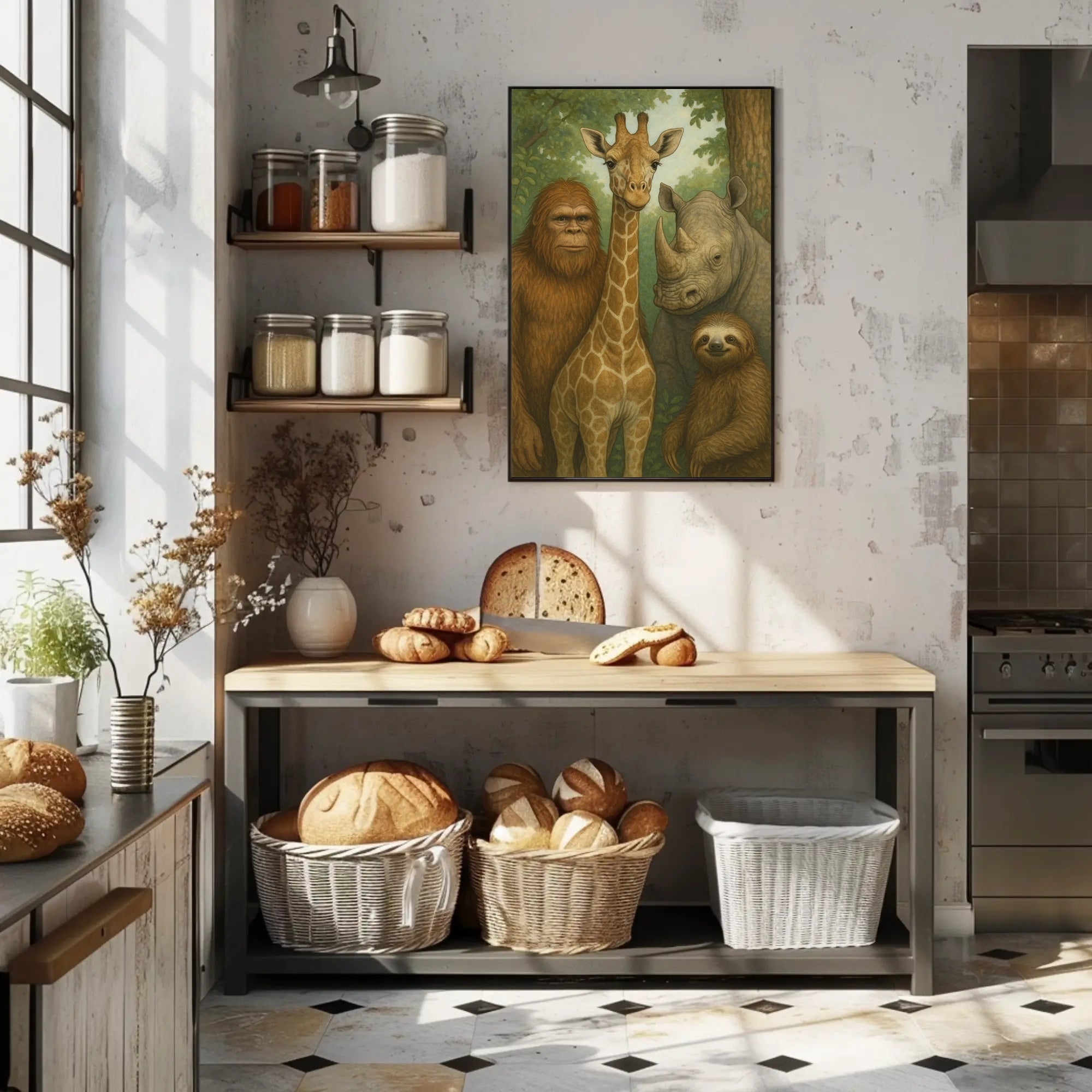 Serene Wildlife Harmony in Forest Scene Animal Poster