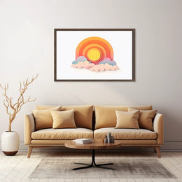 Modern Abstract Sunrise Sunset Paper Art Poster