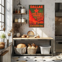 Dallas Lone Star Lights Cityscape Night View Poster