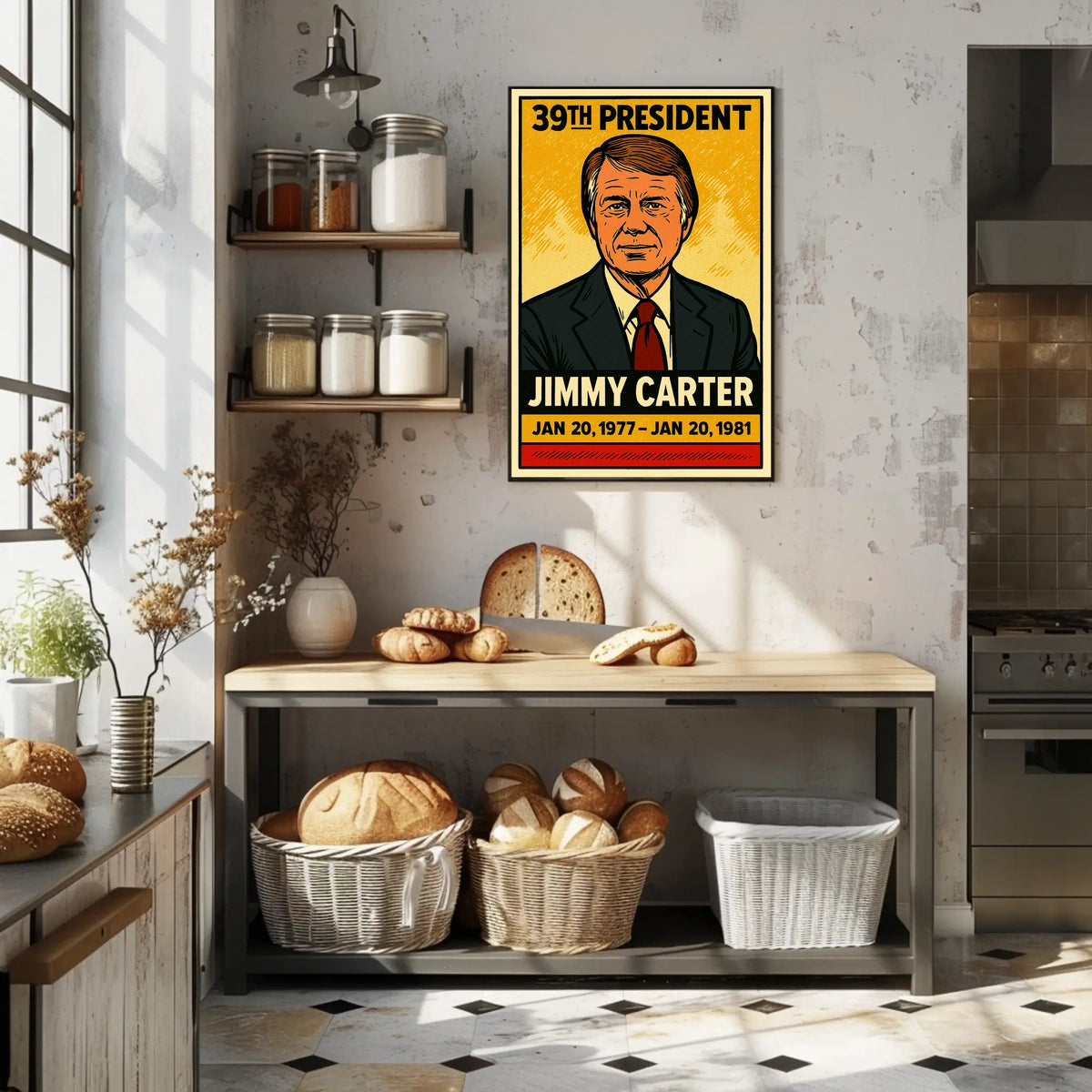 Jimmy Carter 39th President of the United States Inked Comic Style Poster