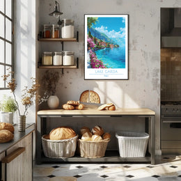 Lake Garda Vibrant View Italian Travel Poster