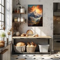 Majestic Mountain Landscape Poster with Romantic Realism Style