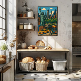 New York City Skyline Poster Vintage Travel Wall Art