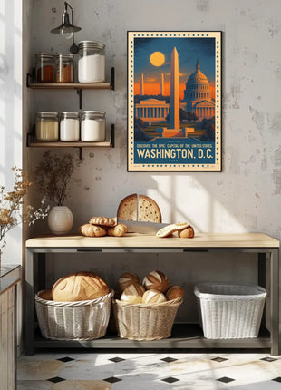 Washington D.C. Landmarks Vintage Travel Poster