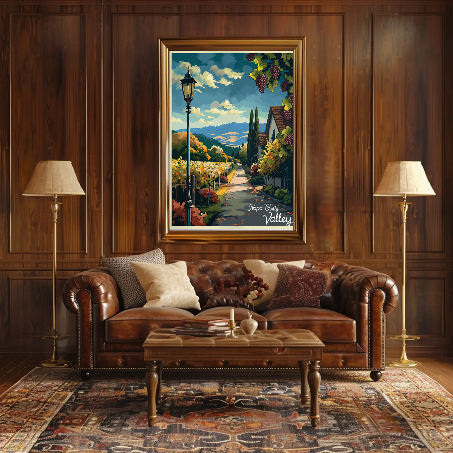Napa Valley Vineyard Autumn Path Travel Poster