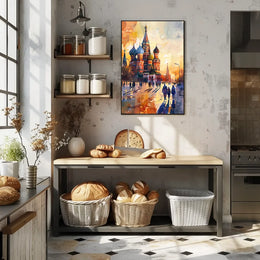 St. Basil's Cathedral Sunset Watercolor Art Poster