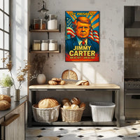 Jimmy Carter 39th President of the United States Colorful Comic Book Style Poster