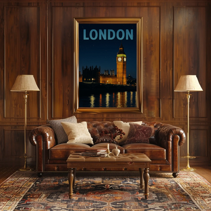 London Big Ben at Night Travel Poster