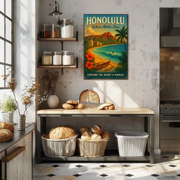 Honolulu Paradise Vintage Poster Tropical Adventure Art