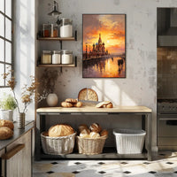 Sunset Over St. BasilS Cathedral Poster