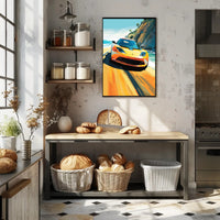 Speed and Freedom on Coastal Road Sports Poster