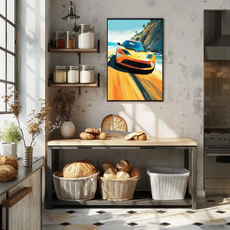 Speed and Freedom on Coastal Road Sports Poster