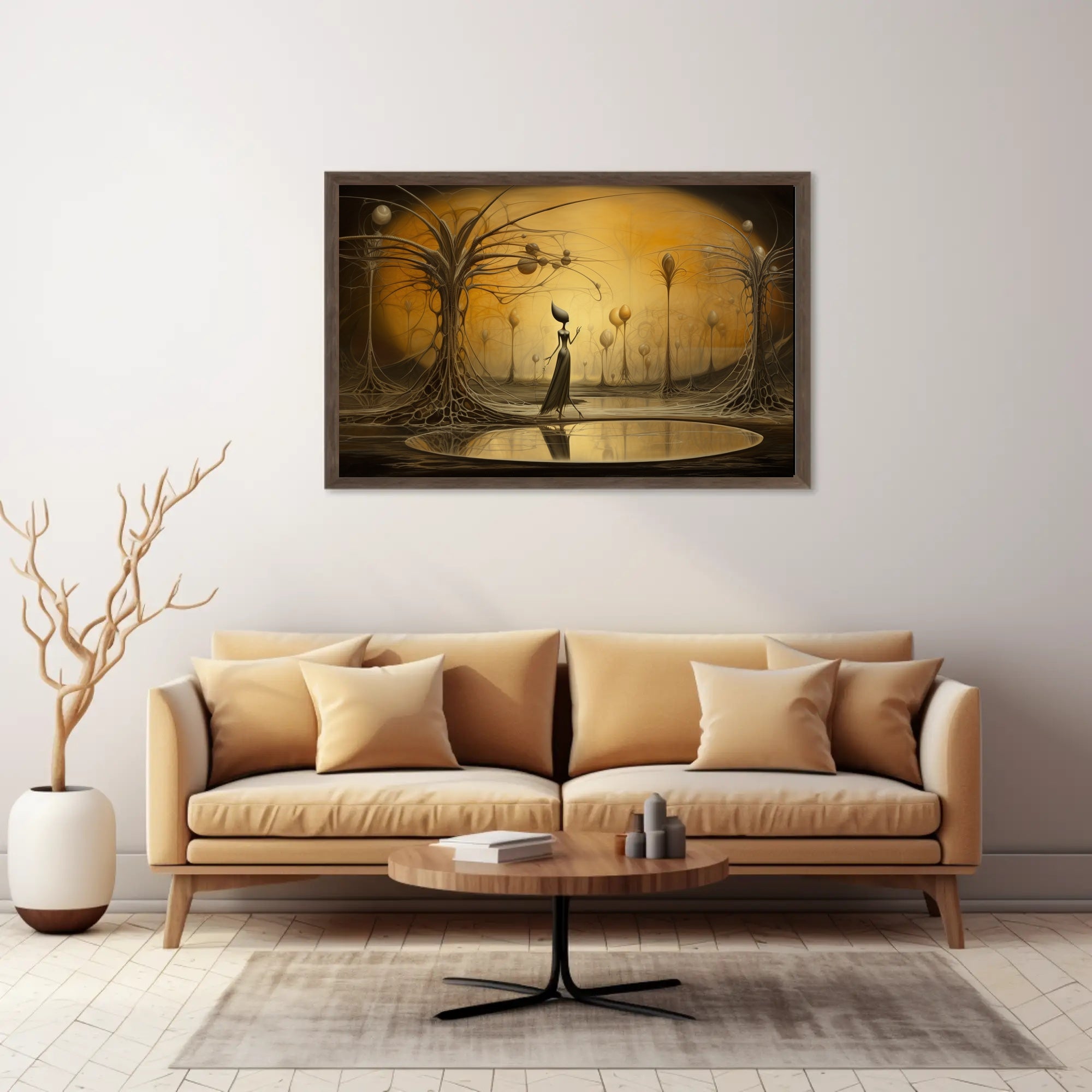 Surreal Dreamscape with Ethereal Figure: Fantasy Poster