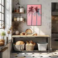 Palm Trees Poster Tropical Pink Minimalist Wall Art