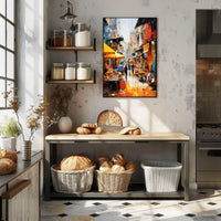Vibrant Modern Asian Street Market Scene - Cultural Poster